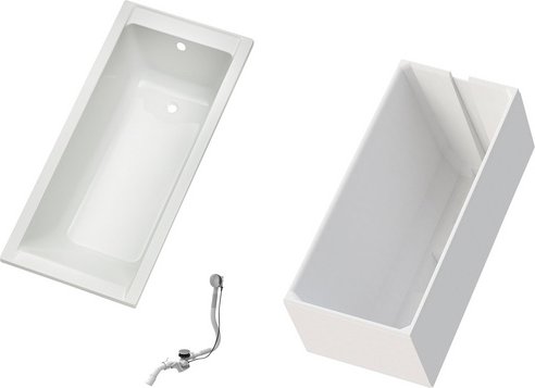 OTTOFOND Badewannen-Set, BxHxL: 75 x 58 x 170 cm, Körperform - weiss