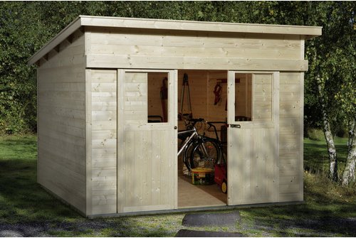 Thumbnail - WEKA Gartenhaus »Schiebetürhaus 225 Gr.1«, Holz, BxHxT: 315 x 238 x 215 cm (Außenmaße inkl. Dachüberstand) - beige