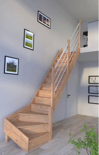 STARWOOD Raumspartreppe »Rhodos«, Eichenholz, 13 Stufen, max. Geschosshöhe 300 cm - braun