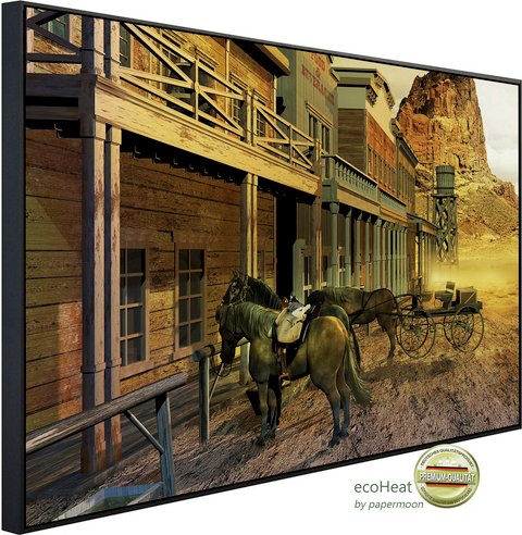 papermoon Infrarotheizung »EcoHeat - Wilder Westen Stadt«, Matt-Effekt - bunt