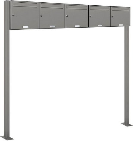 AL BRIEFKASTENSYSTEME Briefkasten, Parteien: 5, Freistehend, BxHxT: 199,5 x 150 x 11,6 cm - grau