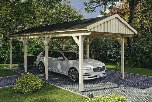 SKANHOLZ Carport »Fichtelberg«, BxT: 317 x 808 cm, Firsthöhe: 303 cm, unbehandelt - beige
