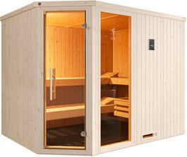Thumbnail - WEKA Ecksauna »VARBERG 4«, 6 Personen, inkl. 9 kW Ofen mit externer Steuerung - weiss