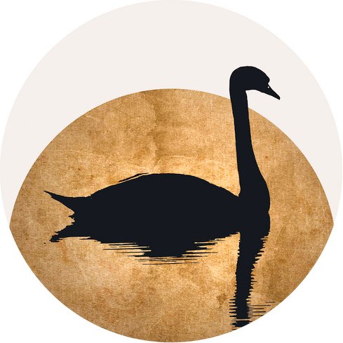 K&L Wall Art Vliestapete »Runde Vliestapete«, Kubistika Schwan gold Vollmond, mehrfarbig, matt - bunt