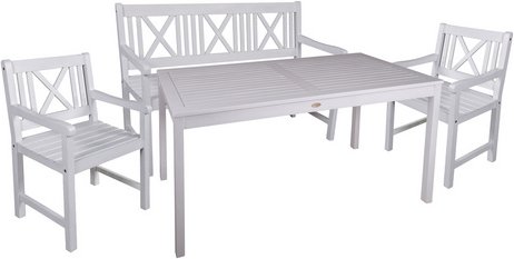 GARDEN PLEASURE Tischgruppe »MALMÖ«, 4-tlg., Weiß, Holz - weiss