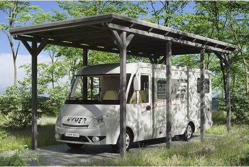 SKANHOLZ Carport »Emsland 2«, BxT: 404 x 846 cm, Firsthöhe: 372 cm, farbbehandelt - grau