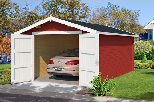 LASITA MAJA Blockgarage »Mauritius«, BxT: 382 x 560 cm (Außenmaß), Holz - rot
