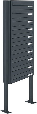 AL BRIEFKASTENSYSTEME Briefkasten, Parteien: 10, Zaundurchwurf, BxHxT: 153,218 x 170,0 x 27,5 cm - grau
