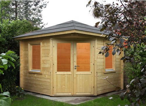 WOLFF FINNHAUS Gartenhaus »Maria«, Holz, BxHxT: 352 x 289 x 300 cm (Außenmaße inkl. Dachüberstand) - beige