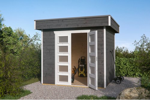 SKANHOLZ Gartenhaus »Venlo«, Holz, BxHxT: 290 x 255 x 250 cm (Außenmaße inkl. Dachüberstand) - grau