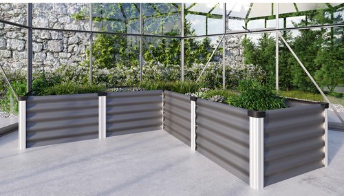 VITAVIA Hochbeet »Meta In+Out 401 M«, BxHxL: 304,71 x 40,3 x 124,68 cm, Zincalume® - grau