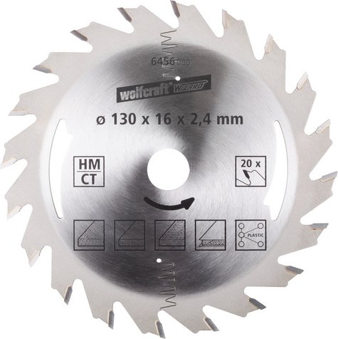 WOLFCRAFT Kreissägeblatt »Silber«, Ø: 130 mm, 20 Zähne, Hartmetall - silberfarben