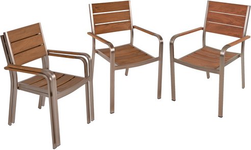 GARDEN PLEASURE Stuhl-Set »Florence«, Stapelstuhl, 4er, Braun, Aluminium, Kunststoff