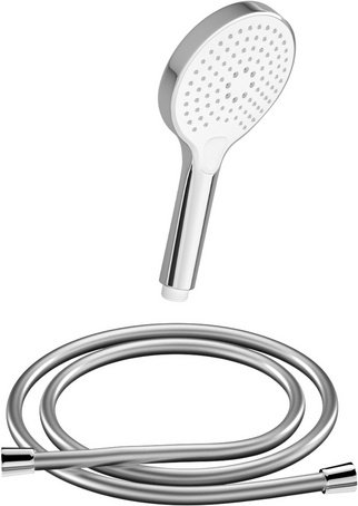 Chris Bergen Handbrause mit Brauseschlauch, chrom, drei Strahlarten - silberfarben