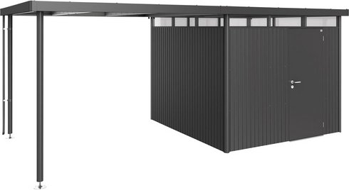 BIOHORT Seitendach »HighLine«, Stahlblech/Edelstahl, B x T x H: 282 x 275 x 222 cm - grau