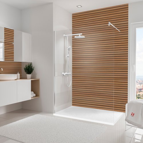 Thumbnail - SCHULTE Duschrückwand »DecoDesign«, 150 x 255 cm, Lärche Japandi, horizontal - gruen