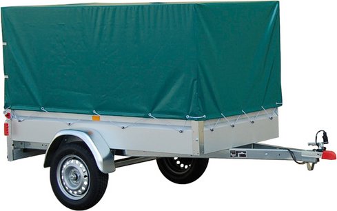 STEMA PKW-Anhänger »BASIC 750«, inkl. 80 cm Hochplanenset, max. Nutzlast 607 kg, grün - silberfarben | gruen