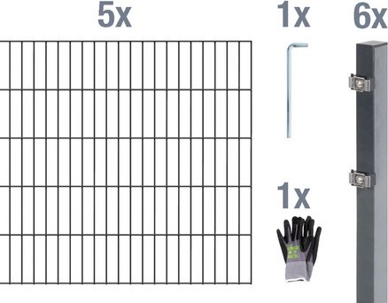 Gust. Alberts GmbH & Co. KG Doppelstabmattenset, BxH: 10 x 1,2 m, anthrazit - schwarz
