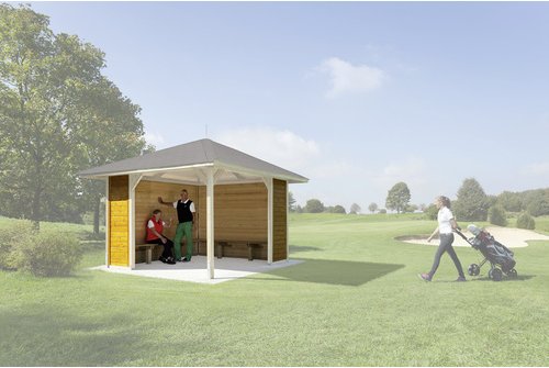 Thumbnail - WEKA Sitzgelegenheit, Holz, 4-Sitzer, BxHxT: 285 x 196 x 96,5 cm - braun