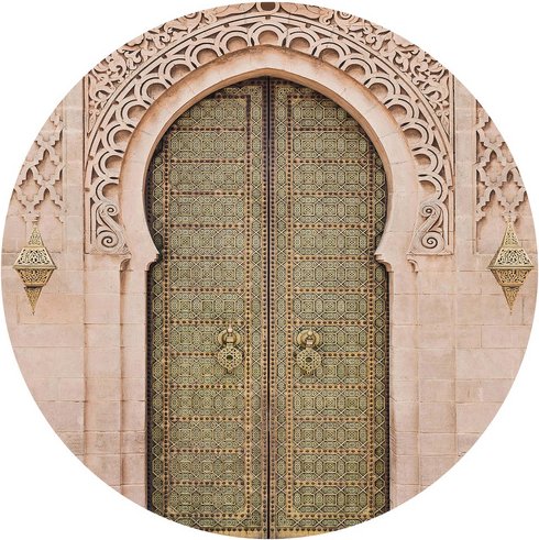 K&L Wall Art Vliestapete »Runde Vliestapete«, Sisi+Seb Orientalische Holztür, mehrfarbig, matt - bunt