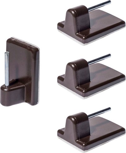 LIEDECO Gardinenhaken, Klebehaken, Braun, 4 Stück