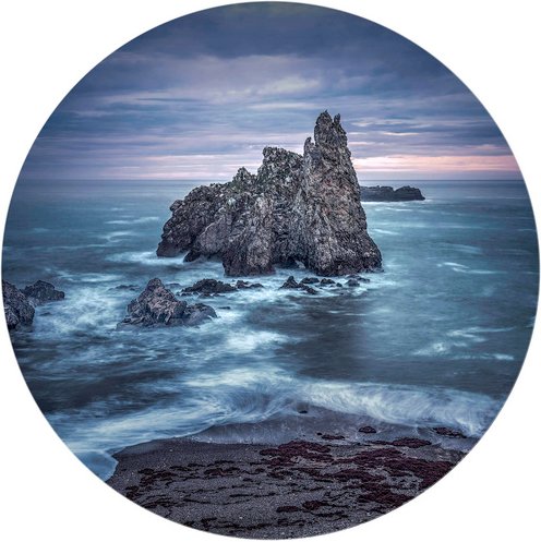 K&L Wall Art Vliestapete »Runde Vliestapete«, Cuadrado Strand Ozean, mehrfarbig, matt - bunt