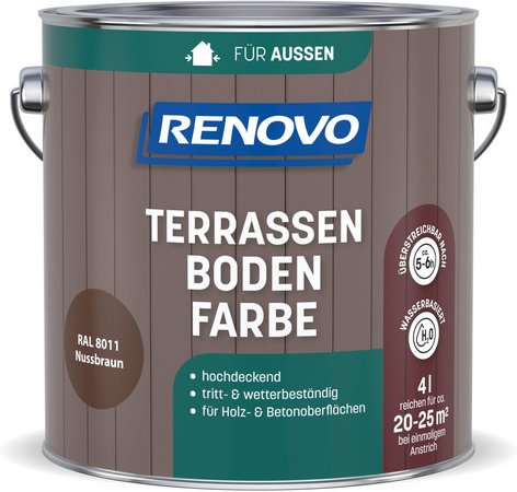 RENOVO Terrassenbodenfarbe, wb 4,0L nussbraun RAL 8011