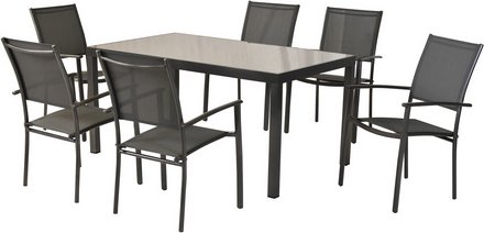 MERXX Gartenmöbel-Diningset »Milano«, 7 tlg., 6 Sitzplätze, Aluminium - grau
