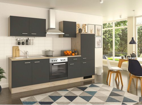 Flex-Well Küchenzeile »Morena«, mit E-Geräten, Gesamtbreite: 270 cm - grau