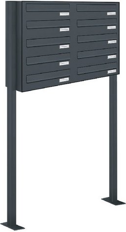 AL BRIEFKASTENSYSTEME Briefkasten, Parteien: 10, BxHxT: 84,8 x 150 x 27,5 cm - grau