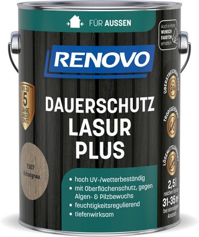 RENOVO Dauerschutzlasur »PLUS«, lmh 2,5L achatgrau 7507