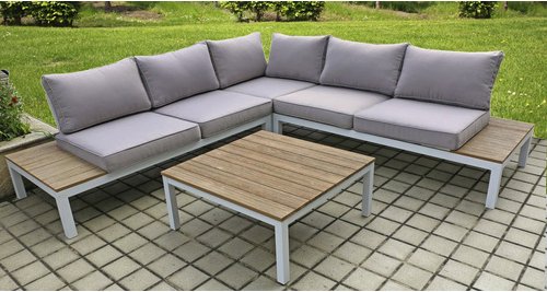 GARDEN PLEASURE Loungeset, 4 Sitzplätze, Aluminium/polystyrol_eps - braun