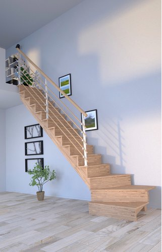 STARWOOD Systemtreppe »Lindos«, Eichenholz, 13 Stufen, max. Geschosshöhe 300 cm - braun