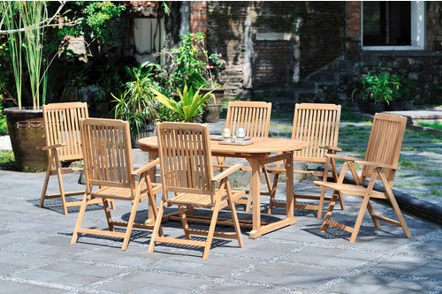 GARDEN PLEASURE Tischgruppe »SOLO«, 7-tlg., Braun, Holz