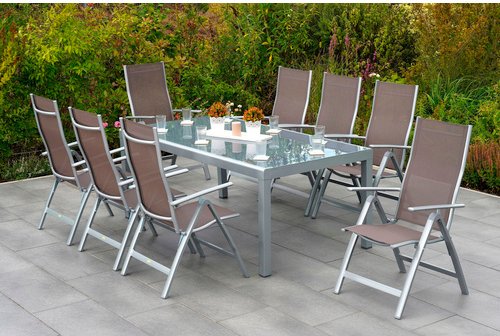 MERXX Gartenmöbelset »Carrara«, 9-tlg., klappbar, Aluminium/Textil - beige