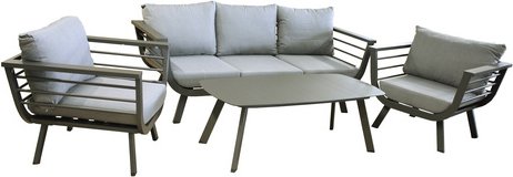 GARDEN PLEASURE Gartenmöbel »Elia«, 5 Sitzplätze, Aluminium/Polyester, inkl. Auflagen - grau