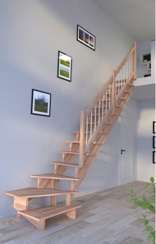 STARWOOD Systemtreppe »Lindos«, Buchenholz, 13 Stufen, max. Geschosshöhe 300 cm - braun