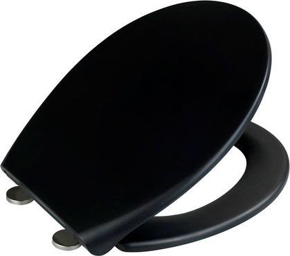 WENKO WC-Sitz, Breite: 375 mm, oval, Duroplast - schwarz