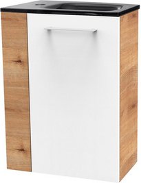 FACKELMANN Waschplatz-Set »SBC Gäste Bad«, 45cm rechts Asteiche/Weiß - weiss