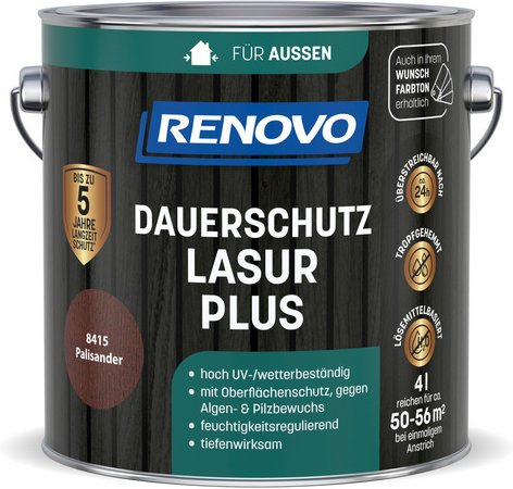 RENOVO Dauerschutzlasur »PLUS«, lmh 4,0L palisander 8415 - braun