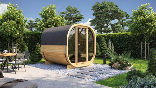 WOLFF FINNHAUS Fasssauna »Cube 230«, BxHxT: 210 x 216 x 230 cm, Fichtenholz - braun