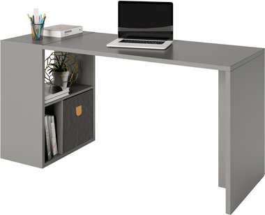 PHOENIX Raumteiler-Regal »Fortuna«, BxHxL: 75,1 x 57,9 x 34 cm, inkl. Schreibtischanbau - grau