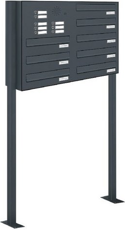 AL BRIEFKASTENSYSTEME Briefkasten, Parteien: 8, Zaundurchwurf, BxHxT: 153,404 x 150,0 x 27,5 cm - grau
