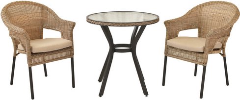 MERXX Balkonset »Ravenna«, 3 tlg., 2 Sitzplätze, Aluminium - braun