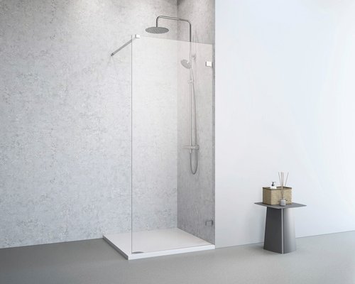 GEO Duschwand, Höhe: 200 cm, chromfarben - silberfarben