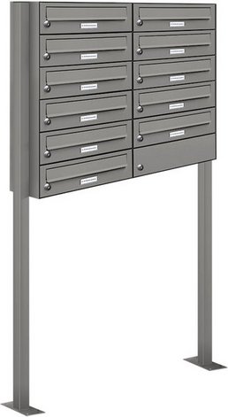 AL BRIEFKASTENSYSTEME Briefkasten, Parteien: 11, Freistehend, BxHxT: 84,6 x 150 x 27,5 cm - grau