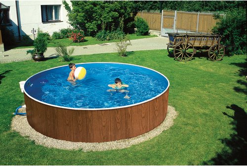 MYPOOL Rundpool, Holzoptik, ØxH: 350 x 120 cm - blau