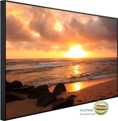 papermoon Infrarotheizung »EcoHeat - Sonnenaufgang Lihue Beach«, Matt-Effekt - bunt
