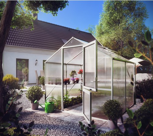 KGT Gewächshaus »Rose«, 5,06 m², Kunststoff/Aluminium, winterfest - silberfarben