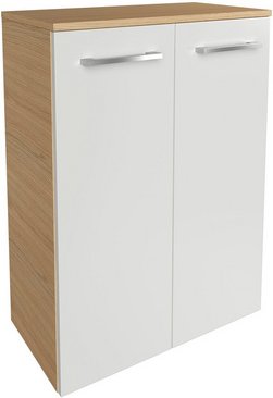 FACKELMANN Doppel-Midischrank »B.Style«, 2 Türen, inkl. Wäschekorb, Sandeiche/Weiss, 602 x 826 x 320 mm